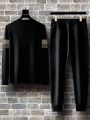 Men'S Color Blocking Round Neck Long Sleeve And Long Pants Set