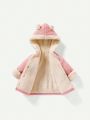 Cozy Cub Baby Girl 3D Ear Design Button Up Hooded Thermal Lined Cardigan