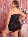 Plus Size Love Heart Print Homewear Set