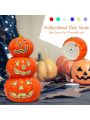 Costway Pre-Lit Halloween Pumpkin Lantern 3 Tiers Hand-Painted Ceramic Pumpkins