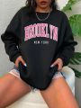 Plus Letter Graphic Drop Shoulder Sweatshirt