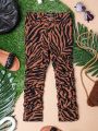 Young Girl Zebra Striped Ruched Pants