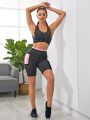 Yoga Future Colorblock Wide Band Waist Sports Shorts With Phone Pocket