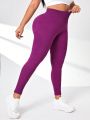 Plus Wide Waistband Scrunch Butt Sports Leggings