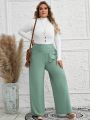 EMERY ROSE Plus Size Shirred Wide Leg Pants