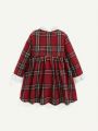 Cozy Cub Baby Girl Ruffle Trim Tartan Babydoll Dress