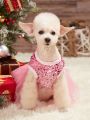 PETSIN Petsin Pink Glitter Princess Tulle Skirt, Suitable For Cats And Dogs, Perfect For Party Dressing Up