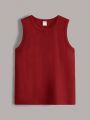 SHEIN Kids EVRYDAY Fashionable Casual Solid Color Vest For Tween Boys