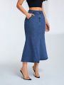 Women's Long Mermaid Style Denim Skirt