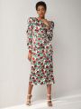 VIZLOOKS SHEIN X VIZLOOKS Womens Silk Floral Dress