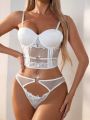 SHEIN Women's Sexy Lace & Mesh Patchwork Lingerie Set