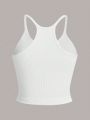 3pcs Solid Color Ribbed Athletic Tank Tops With Striped Details