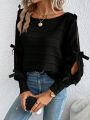 SHEIN Essnce Batwing Sleeve Knot Detail Split Sleeve Sweater