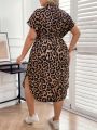 SHEIN LUNE Plus Size Leopard Print Short Sleeve Dress