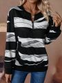 Color Block Striped Drop Shoulder Sweatshirt