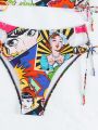 SHEIN Swim Y2GLAM Pop Art Print Bikini Swimsuit With Side-tie Bottoms