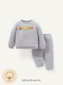 Cozy Cub Baby Boy Letter Pattern Sweatshirt & Sweatpants