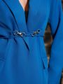 Anewsta Women'S Lapel Collar Flip Detail Blazer Jacket