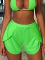 SHEIN Swim Vcay Solid Wrap Hem Bikini Bottom