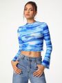 GALLERY  K Tie-Dye Lettuce Hem Long Sleeve T-Shirt