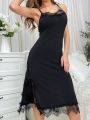 Women's Lace Patchwork Spaghetti Strap Nightgown