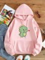 Plus Size Women's Dinosaur Printed Hoodie