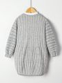 SHEIN Kids QTFun Little Girls' Ribbed Open-front Cardigan Coat