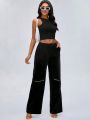 Icel New York Zip Detail Wide Leg Pants