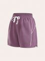 Color Block Drawstring Waist Athletic Shorts