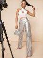 Pretty on the Outside SHEIN ICON Flap Pocket Side PU Leather Pants