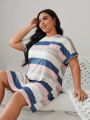 Women'S Plus Size Multicolored Striped Sleep Dress