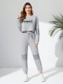 Letter Graphic Drop Shoulder Sports Set