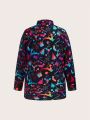 Plus Allover Print Button Front Shirt