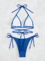 SHEIN Swim Basics Ladies' Halter Neck Bikini Set