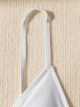SHEIN Swim Basics Solid Color Triangle Bikini Top