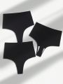 Women'S Solid Color Thong Panties (3pcs)