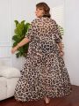 SHEIN Swim Vcay Plus Size Leopard Pattern Long Kimono