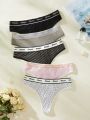 5pack Letter Tape Waist Thong