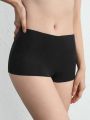 SHEIN Leisure Stretchy & Smooth No Show Middle Waist Boyshort - Black