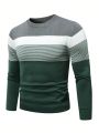 Men's Striped Colorblock Round Neck Sweater