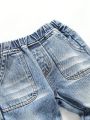 Young Boy Elastic Waist Washed Jeans