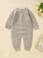 Baby Girls' Casual Khaki Color Sweater Jumpsuit