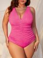 SHEIN Swim Mod Plus Size Women's Ruffled One-piece Swimsuit