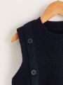 Young Boy Button Detail Asymmetrical Hem Sweater Vest