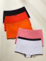 5pcs Letter Graphic Contrast Binding Boyshorts