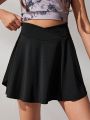 SHEIN Teenage Girls' Solid Color Skorts With Built-In Light Blocking Shorts And Pockets For Casual & Sports Wear