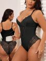 Plus Size Lace Splice Bodysuit