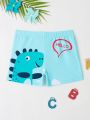 Little Boys' Cartoon Letter Print Swimsuit Shorts