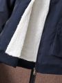 SHEIN Kids EVRYDAY Tween Boy Letter Patched Detail Hooded Thermal Lined Jacket