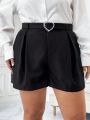 SHEIN Privé Plus Size Women's Shorts With Waist Belt